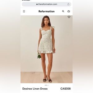 Reformation Desiree Linen white/green floral dress